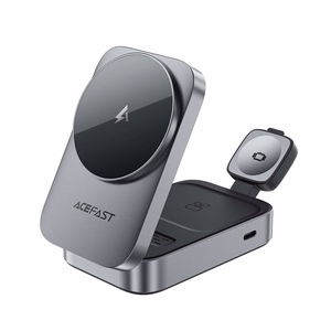 Acefast E22 3-in-1 Bezvadu Induktīvā Uzlādes Stacija, saderīga ar MagSafe - pelēka