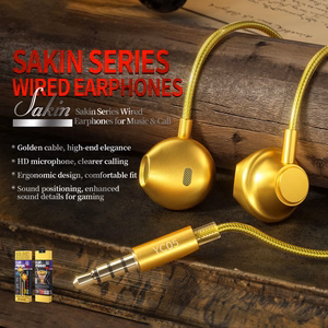 WEKOME YC05 Sakin Series vadu austiņas ar 3,5 mm spraudni, zelta krāsā