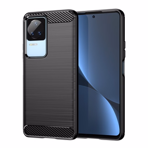 Viedtālruņa apvalks Xiaomi Poco F4 5G - oglekļa šķiedras silikona apvalks melns
