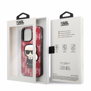 Karl Lagerfeld KLHCP13XPMNIKPI Viedtālruņa apvalks iPhone 13 Pro Max 6.7" - sarkans (m) Monogram Ikonik Patch