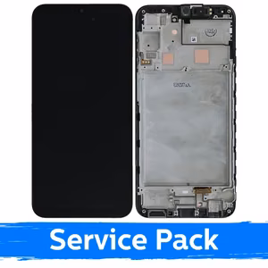 LCD displejs saderīgs ar Samsung A245 A24 4G melns ar rāmi (Service Pack)