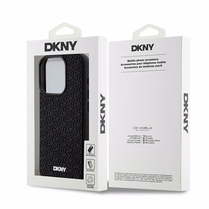 DKNY 3D Gumijas apvalks ar atkārtotu rakstu iPhone 15 Pro Max - melns