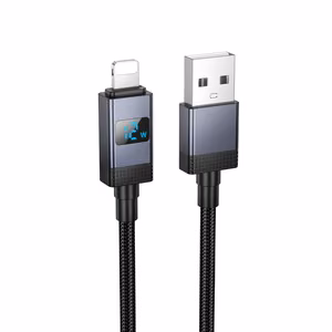 USB-A to Lightning Cable Hoco 2.4A with display 1 m X118 black