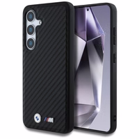 BMW ādas oglekļa Magnētiskais viedtālruņa apvalks Samsung Galaxy S25 - melns