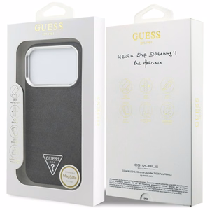 Guess Mirdzošs Trīsstūra Logotips Magnētiskais viedtālruņa apvalks iPhone 17 Pro - melns