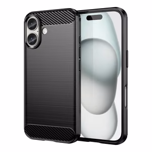 Carbon viedtālruņa apvalks iPhone 16 Plus silikona apvalks - melns