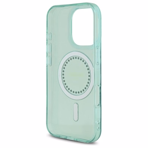Guess IML Rhinestones Magnētiskais viedtālruņa apvalks iPhone 16 Pro Max - zaļš