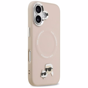Karl Lagerfeld Karl & Choupette Pins Magnētiskais apvalks viedtālrunim iPhone 17 Pro - rozā