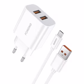 Ātrais lādētājs Foneng 2x USB EU45 12W + USB Micro kabelis