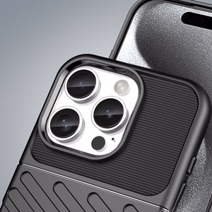 Thunder viedtālruņa apvalks iPhone 16 Pro silikona apvalks - melns