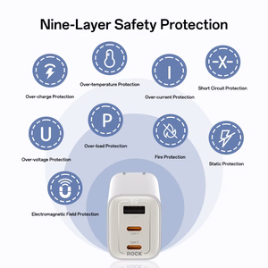 Rock Sienas lādētājs Ice2Cube GaN - USB + 2xType C - PD 65W 3A balts