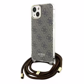 Guess Crossbody Cord 4G Print viedtālruņa apvalks iPhone 15 / 14 / 13 - brūns