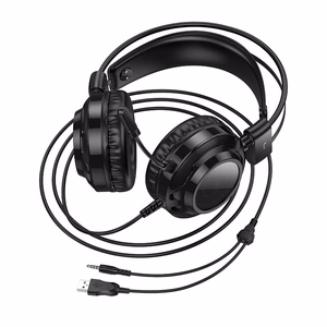 HOCO vadu austiņas USB A + Jack 3,5 mm ar mikrofonu spēlēm W110 2 m melnas