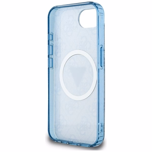 Guess IML Metal Glitter 4G Circle Triangle magnētiskais viedtālruņa apvalks iPhone 16e - zils