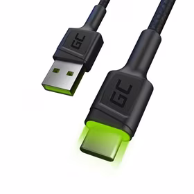Green Cell KABGC06 USB kabelis 1.2 m USB A USB C melns