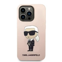 Karl Lagerfeld KLHCP14LSNIKBCP iPhone 14 Pro 6.1" cietais viedtālruņa apvalks rozā/rozā Silikona Ikonik