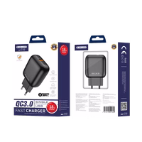 JELLICO sienas lādētājs C32 18W 1xUSB QC3.0 + kabelis Lightning Melns
