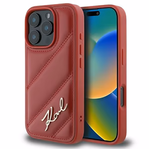 Karl Lagerfeld Quilted Signature iPhone 16 Pro Case - Red