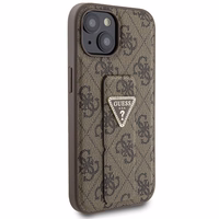 Guess viedtālruņa apvalks ar statīvu Grip Stand 4G Triangle Strass iPhone 15 - brūns