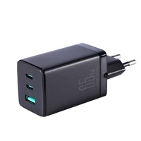 Joyroom ātrais GaN lādētājs 65W USB-A, 2x USB-C melns + USB-C - USB-C kabelis 100W 1.2m (TCG01)