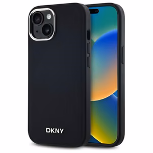 DKNY Vienkāršs logotips magnētiskais iPhone 15 viedtālruņa apvalks - melns