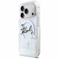 Karl Lagerfeld Liquid Glitter Karl Script Logo MagSafe Maciņš for iPhone 17 Pro - Clear