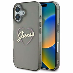 Guess IML Heart viedtālruņa apvalks iPhone 16 Plus - melns