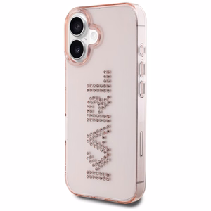Karl Lagerfeld IML Rhinestones Logo viedtālruņa apvalks iPhone 16 - rozā