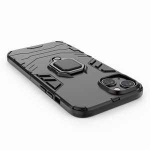 Ring Armor viedtālruņa apvalks iPhone 14 bruņu vāciņš ar magnētisko turētāju un gredzenu melns