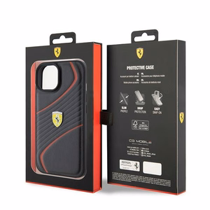 Ferrari FEHCP15SPTWK iPhone 15 6.1" melns/melns cietais apvalks Twist Metal Logo