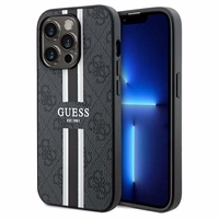 Guess 4G Printed Stripes Magnētiskais viedtālruņa apvalks iPhone 15 Pro Max - melna