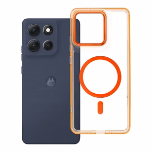 Maciņš Motorola G86 Frame Clear Hybrid Mag Cover saderīgs ar MagSafe hermes oranžs