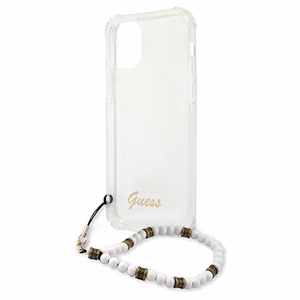 Guess GUHCP12LKPSWH iPhone 12 Pro Max 6,7 caurspīdīgs ciets vāciņš balta pērļu kolekcija