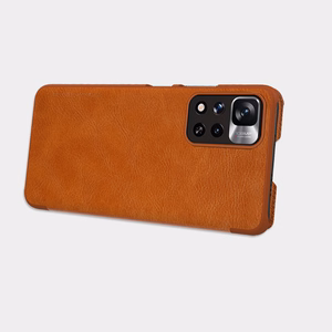 Чехол-книжка Nillkin Qin для Xiaomi Redmi Note 11 Pro+ (China) / Redmi Note 11 Pro (China) / Mi11i HyperCharge с защитой камеры коричневый