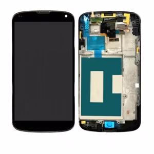 LCD displejs saderīgs ar LG E960 Nexus 4 ar rāmi melns HQ