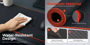 Large Gaming Mouse Pad ar Stitched Edges 800x300