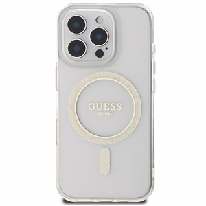 Guess IML Glitter Circle Magnētiskais apvalks iPhone 16 Pro Max - caurspīdīgs