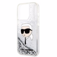 Karl Lagerfeld Glitter Karl's Head viedtālruņa apvalks iPhone 14 Pro Max - sudraba