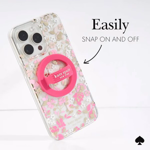 Kate Spade New York Magnetic Loop Grip MagSafe magnētiskais tālruņa turētājs pirkstam, “Pom Pom Pink”