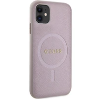 Guess GUHMN61PSAHMCP viedtālruņa apvalks iPhone 11 / Xr - rozā Saffiano Magnētiskais