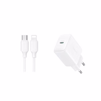 Joyroom JR-TCF20 USB-C PD 20W tīkla lādētājs - balts + USB-C / Lightning kabelis 1m