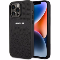 AMG AMHMP14XOSDBK iPhone 14 Pro Max 6.7" melns/melns cietais ādas apvalks ar izliekām līnijām MagSafe