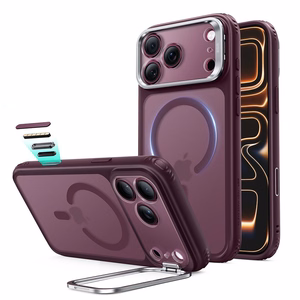 ESR Classic Hybrid Kickstand MagSafe maciņš, paredzēts iPhone 18 Pro Max / 17 Pro Max, matēts tumšā ķiršu krāsā