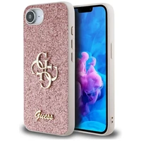 Guess Fixed Glitter Big 4G viedtālruņa apvalks iPhone 16e - rozā