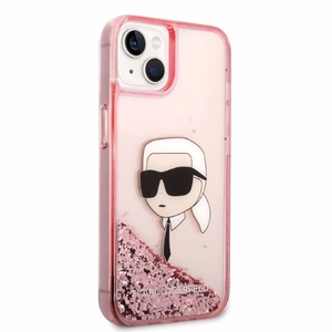 Karl Lagerfeld mirdzošs Karla galvas viedtālruņa apvalks iPhone 14 Plus - rozā