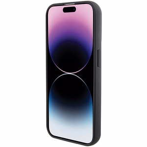 Karl Lagerfeld Gripstand Saffiano Choupette Pins viedtālruņa apvalks iPhone 14 Pro - melns