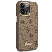 Guess GUHCP14LHG4SHW iPhone 14 Pro 6.1 "brūns / brūns cietais apvalks 4G Vintage Zelta Logotipa