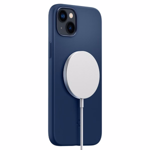 Spigen Silicone Fit Mag futrālis ar MagSafe priekš iPhone 14 Plus - Zils