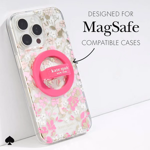 Kate Spade New York Magnetic Loop Grip MagSafe magnētiskais tālruņa turētājs pirkstam, “Pom Pom Pink”