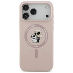 Karl Lagerfeld silikona Karl&Choupette gredzena magnētiskais viedtālruņa apvalks iPhone 17 Pro Max - rozā